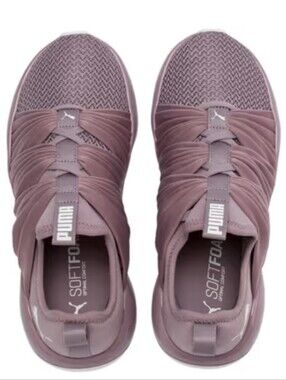 Puma Light Purple Crisscross Elastic Athletic Sneakers – Women’s Slip‑On Comfort